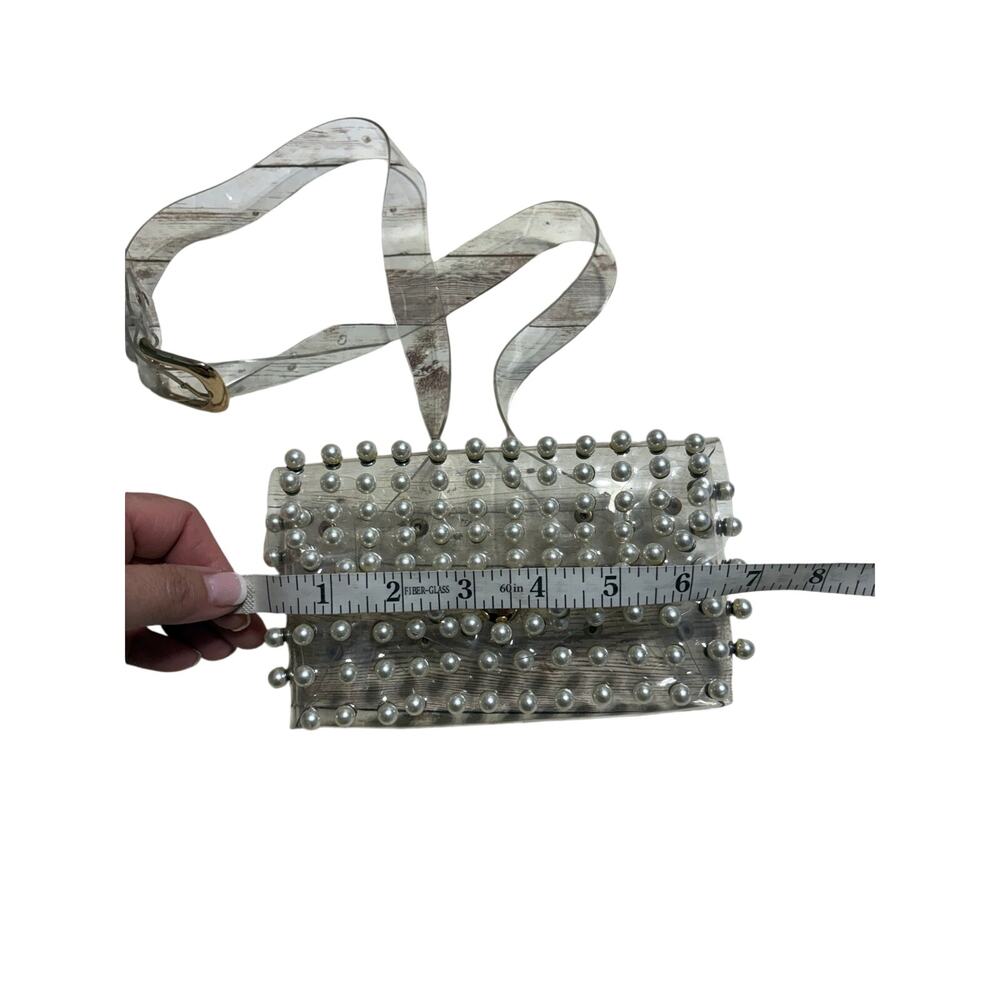 Pearl Studded Clear Purse Fanny Pack Waist Bag Concert 32-38" Trendy Belt Bag